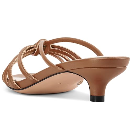 Image of TNYNFBEB Womens Sandals Mules Low Kitten Heel Open Toe Shoes Slip-on Slingback Prom Party Dress Summer 1.4 Inches Heels
