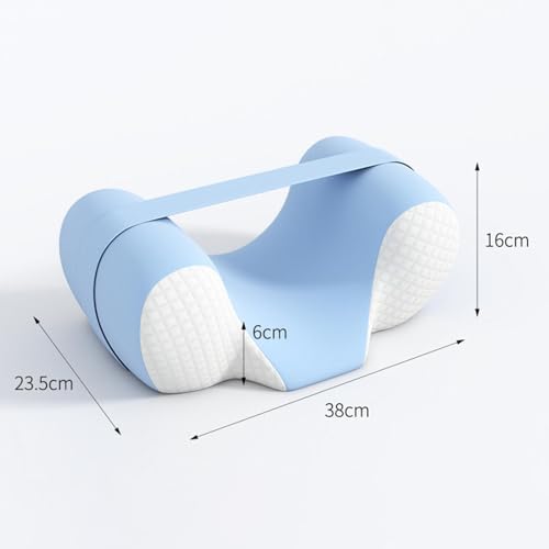 Image of Back Sleep Pillow Premium Head Neck Support Professional Anti Wrinkle Pillow Blue White