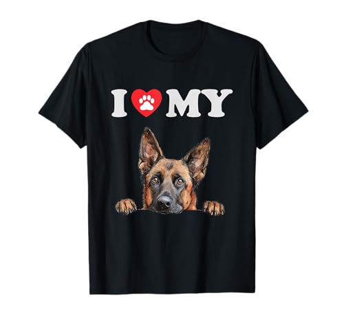 Belga Malinois I Heart My Dog Funny Dog Lover Camiseta