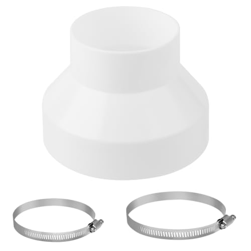 Amentalove Abluftschlauch Adapter 150 mm auf 100 mm, Reduzierstück Reduzierverbinder mit 2 Edelstahl Schlauchschelle, ABS Universal Reduzierstück...