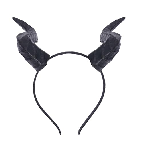 MOSTORY Black Dragon Horns Headband - Devil Horns Headband for Adult Halloween Costume Party Demon Horn Hairband for Witch Cosplay Gothic Aesthetic Renaissance Renfaire