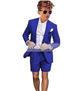 Mi Bo Tong Boys Linen Summer Suit 2 PC Blazer and Shorts Set Beach Wedding Tuxedos for Kids Boys ...