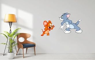 Decals Creation Tom and Jarry Masti Wall Sticker for Living Room, Kids Room, Pooja Room (Size - 30CM X 65CM)