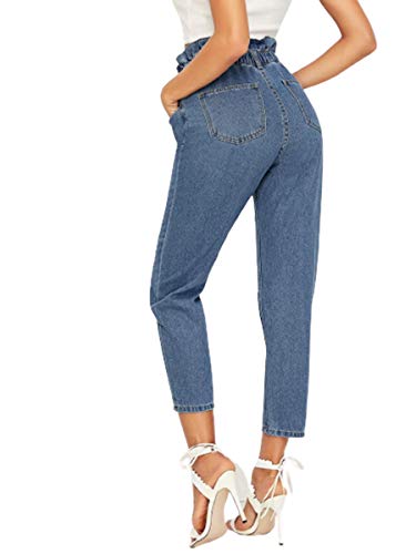 Image of KOTTY Blue Cotton Lycra Boyfriend High Rise Women Jeans