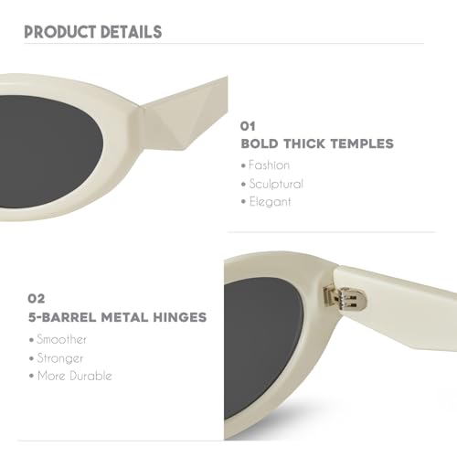 Image of mosanana Oval Cat Eye Sunglasses for Women Retro Y2K Style MS52372 | Geometric Stylish Temples, UV400 Protection, Designed for Daily Outfits, Travel and Fashion Looks