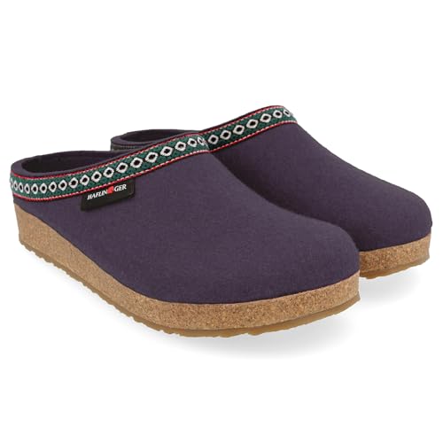 Image of HAFLINGER Unisex Grizzly Classic Wool Clogs, Eggplant, 42EU