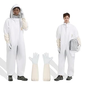 bee keeper suit for Men Women Sting Proof, Polycotton Beekeeping Suits Beekeeper Costume&with Glove &Ventilated Hood, Backyard and Beekeeping (L)