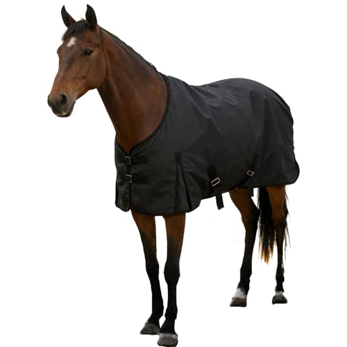 RXYNLL Regendecke Pferd 145 135 155 Outdoordecke Wasserdichte Decke mit Innenfutter 1200D-schwarz-145cm