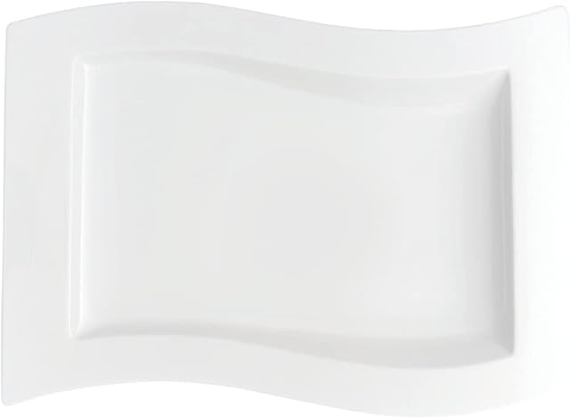 Villeroy & Boch 1025252699 New Wave Gourmet Plate, 33 x 24 cm, Premium Porcelain, White