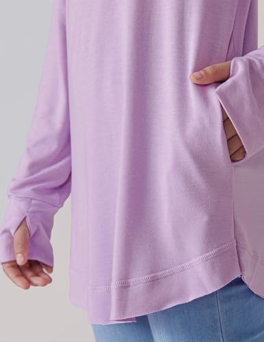 Image of Liberty Pro 2-Pack Girls' Loose Fit Long Sleeve Tunic Tops with Pockets and Thumb Holes, Casual T Shirts for Tween Kids