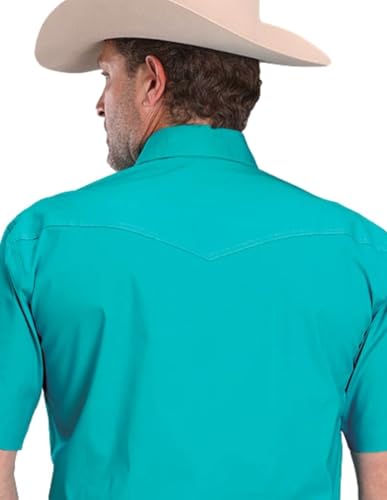 ROPER Western Shirt Mens S/S Stretch Solid Turq 03-002-0265-4101 BU2