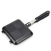 HERCHR Sandwich Maker Doppelseitig Bratpfanne, Pfanne Doppelseitig, Sandwichmaker Camping, Antihaftbeschichtet, Beidseitige Tortillas Sandwich Und Panini-Maker Pan Für Frühstück