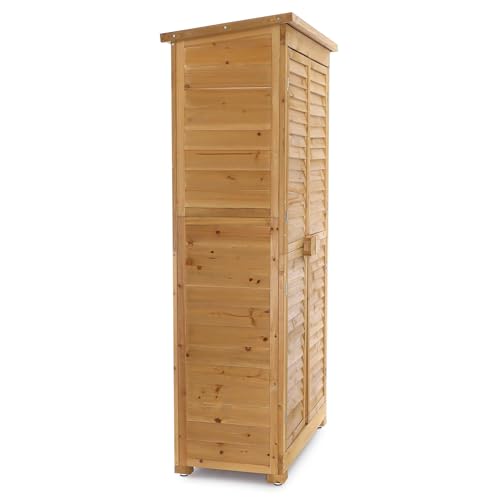 Wiltec Gartenhaus mit Lamellentür aus Fichtenholz mit Bitumendach 870x465x1600mm für Garten, Terrasse & Balkon Gerätehaus Geräteschuppen Holzhaus Werkzeugschrank