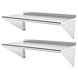 STEELBUS 12''x48'' - 2packs Wall Mounted Stainless Steel Shelf NSF Commercial Metal Wall Mount Float