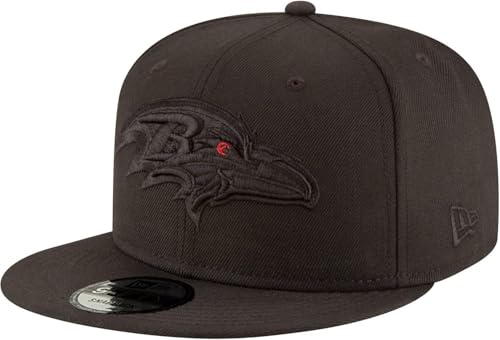 New Era NFL Baltimore Ravens 9FIFTY Black On Black Adjustable Snapback Hat Cap One Size Fits All - One Size