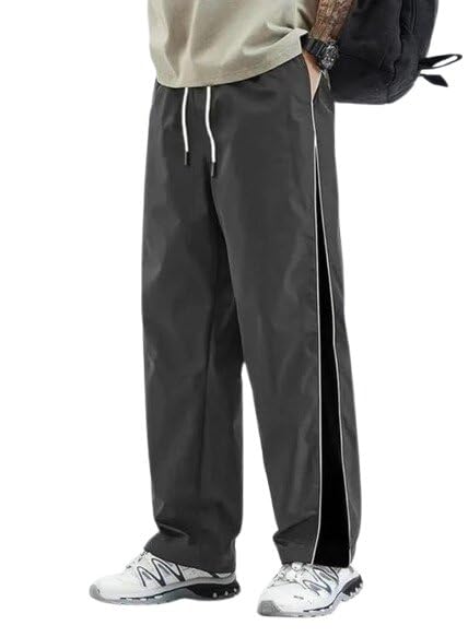 Men Comfortable Track Pant Elastic Waist Drawstring Stripe Detail Casual Gym Sports Activity Bottom Grey XL-picture-34