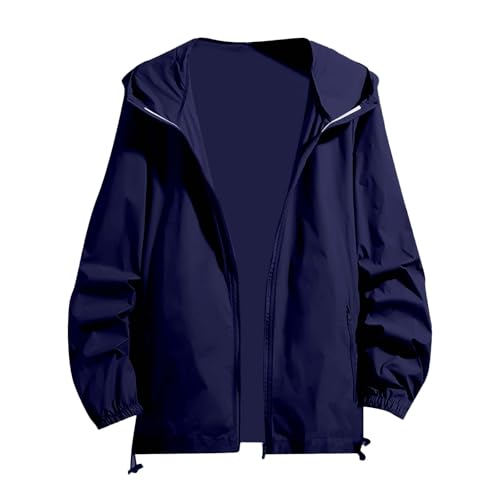 Cortavientos resistente al agua para hombres   Chubasquero ligero y plegable adecuado para viajes, senderismo, correr, golf, actividades al aire libre para hombres, marine, L