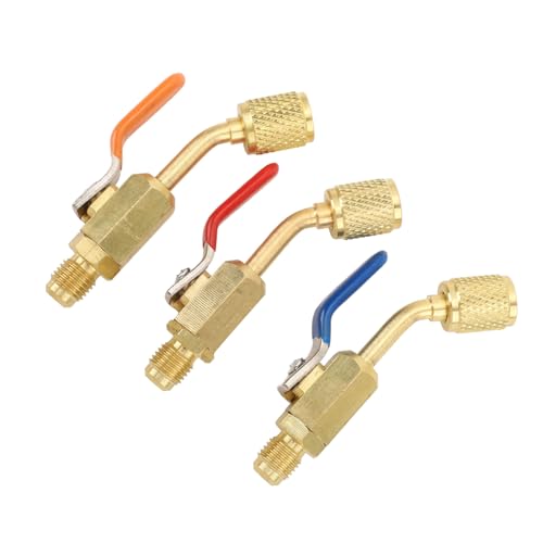 Válvula de bola para refrigerante ideal para conectar mangueras de colector de CA en latón 4