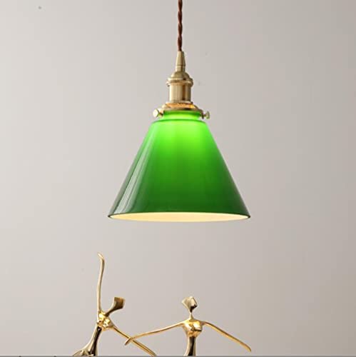 Verde Vidrio Lámpara colgante Estilo japones Pequeña colgante de luz Moderno diseño 1 llama lámpara de techo E27 candelabro corredor dormitorio mesilla de noche comedor cocina retro 18*21cm