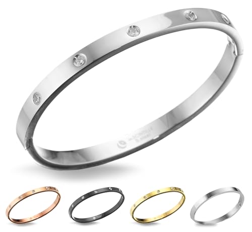 inSCINTILLE Bangle Pulsera Rígida de Acero Inoxidable para Mujer con Caja de...