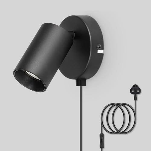 TaFiCo Black Plug in Wall Light with Switch - GU10 Wall Light Plug in Cord 350° Rotatable - 7W Indoor Wall Sconce Lights for Bedroom Living Room Kitchen Desk - Bulb Not Included - Cosy Home Interiors TaFiCo Black Plug in Wall Light with Switch - GU10 Wall Light Plug in Cord 350° Rotatable - 7W Indoor Wall Sconce Lights for Bedroom Living Room Kitchen Desk - Bulb Not Included