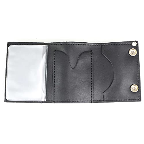Milwaukee Leather MLW7838 Men's 4” Leather “Flaming Eagle” Tri-Fold Wallet w/Anti-Theft Stainless Steel Chain - One Size2