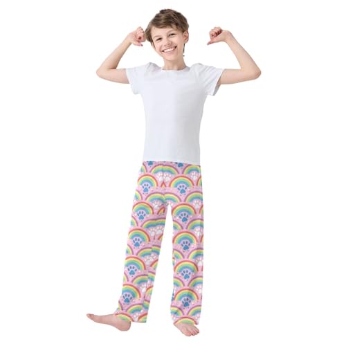 Pajama Pants Rainbows Paws Print PJ Bottoms Sleepwear Lounge Sleep Pant with Pockets2