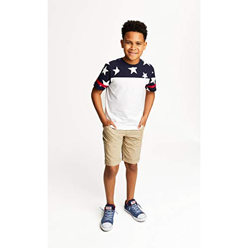 French Toast Boys' Short Sleeve Printed Football Tee, Navy, 3T