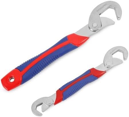 WORKPRO 2 Pieces Universal Tool Set with Comfortable Handle, Multi-Function Wrenches, Adjustable Wrench with Automatic and Quick Lock