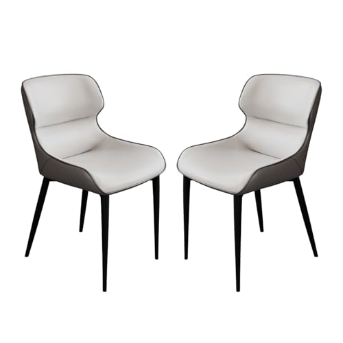 Chaises salle manger lot de 2 en cuir avec pieds acier au carbone - 2