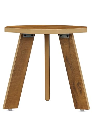 Image of SBF Furniture Wood Mini Hexagonal Side Table, 30 cm, Matte Finish, Modern Minimalist Design, 3 Angled Legs (Oach Yellow)