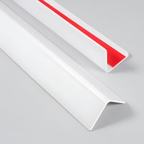 Image of Wall Corner Protector White - 4 PCS, 3 ft x 1 in - Self Adhesive Corner Guards for Walls, Cabinet Doors, Edge Protector Trim; Easy to Install Wall Corner Guard (90 cm x 2.5 cm)