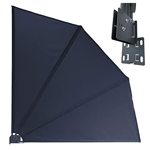 QUICK STAR Sichtschutz Fächer 115 x 115 cm Stoff Balkon Trennwand Windschutz Sonnenschutz Grau