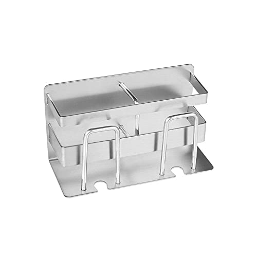 portacepillos de dientes,Soporte para cepillo de dientes eléctrico de acero inoxidable, soporte para cepillo de dientes montado en la pared para baño sin agujeros con taza para gárgaras -2 Cover