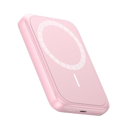 Bilivein Magnetic Power Bank, Ultra-Slim 10000mAh Wireless Portable Phone Charger, 20W USB C Fast Charging Battery Pack for iPhone 16/15/14/13/12 Series (Pink)
