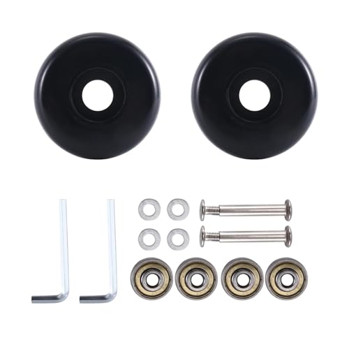 55Mm X 18Mm Luggage Suitcase Replacement Wheels, PU Swivel Caster Wheels Carbon Steel Bearings Repair Kits Black4