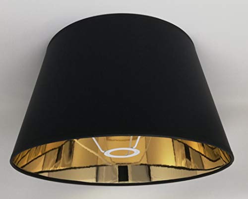 35 cm Abat-jour , Tissu Noir avec Doublure Dorée, Fait à la Main, pour Lampe de Table, Lampadaire Cover