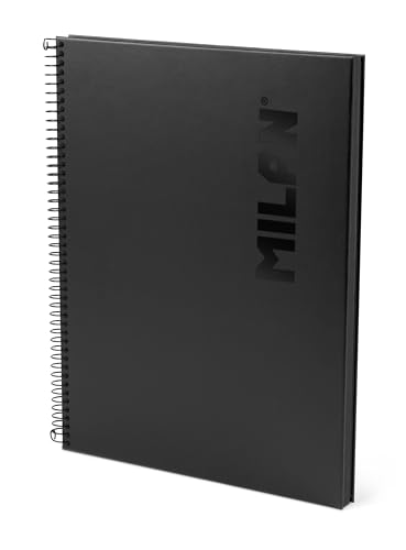 MILAN® Cuaderno A4 con espiral y tapa dura, papel a líneas, 80 hojas de 95 gr/m², colección Shadow negro