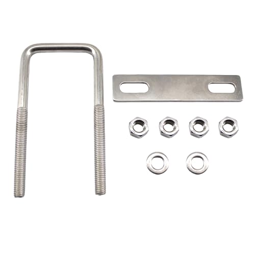 Image of Square U Bolts 304 Stainless Steel U-Bolts 1 inch Wide 2.7 inch Length (M6x25x70mm) U Clamps Bolt with Frame Plate, Washers and Nuts (6 Pack)