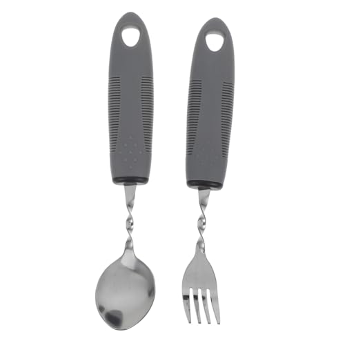 OHPHCALL 2pcs Anti-shake Tableware for The Elderly Spoons Built up Handles Assistive Devices for Arthritic Hands Travel Supplies for The Disabled Swivel Spoon Holding Spoon Aid Plastic