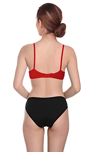 Image of She Wears Full Coverage Non-Padded and Wirefree Daily Use Combo Bra Panty Set for Female.