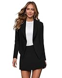 Hybrid & Company Womens Casual Work Office Blazer Open Front Heavy Ponti Shawl Collar Long Sleeve Jacket JK1134 9789 Black M