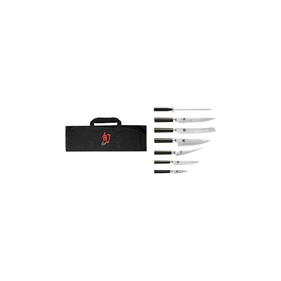 Shun-Classic-8-Piece-Student-Set-Includes-8-Chefs-Knife-35-Paring-Knife-6-Utility-Knife-More-Handcrafted-Japanese-Knife-Set-Damascus-Stainless-Steel-Cladding-Pakkawood-Handle Shun Classic 8 Piece Student Set, Includes 8" Chef's Knife, 3.5" Paring Knife, 6" Utility Knife & More, Handcrafted Japanese Knife Set, Damascus Stainless Steel Cladding, Pakkawood Handle