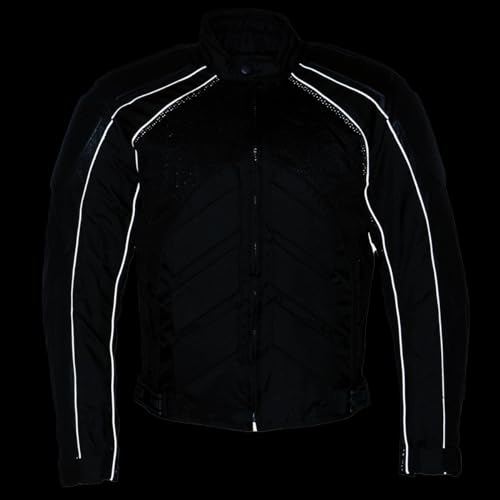 Image of NexGen SH2153 Men's Black CE Armored Motorcycle Textile and Leather Combo Jacket