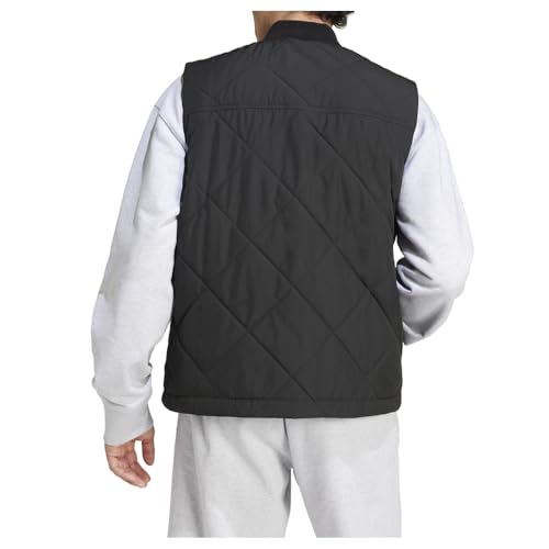 adidas Mens Premium Essentials Nylon Quilted Vest Athletic Outerwear Casual Full Zip - Black2