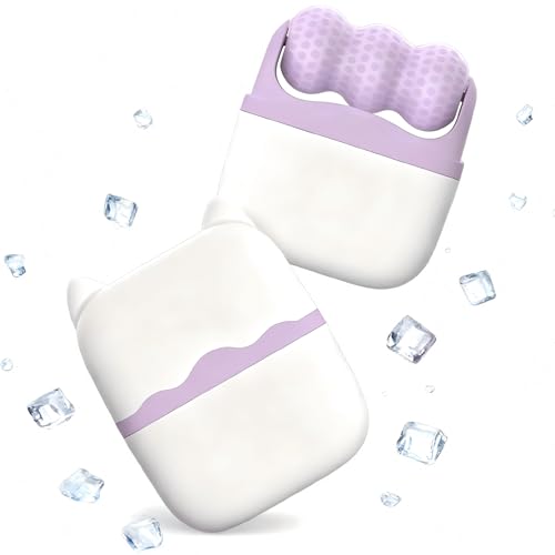 White Elephant Gifts for Adults,Ice Roller for Face and Eyes,Christmas Gifts for Women Mom,2 in 1 Face Roller and Travel Case(Purple)