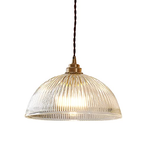 Suspension industrielle vintage en verre et laiton pour cuisine