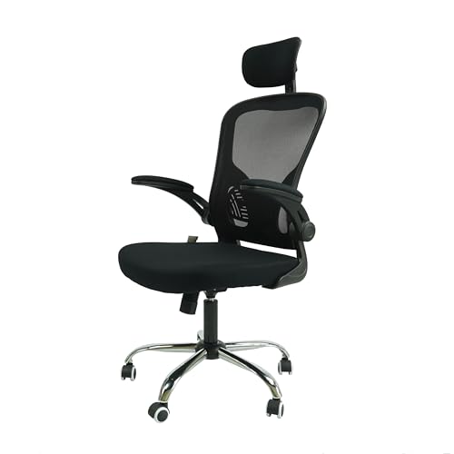 Cadeira Ergonômica Eurynom, Giratória, para Escritório e Home Office, com Encosto Reclinável, Braços Pivotantes, Apoio de Cabeça, Apoio Lombar (Preta)