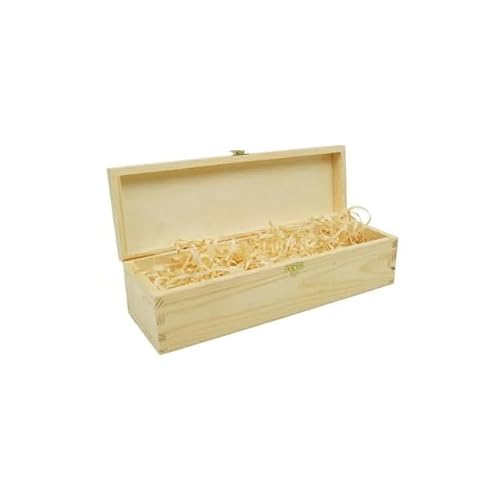 TRANS - PAL Luxury Wooden Gift Box for Wine, Champagne or Whisky, Cherry or Natural Finish, Single Bottle 35 x 11 cm FREE FILLING (Natural)