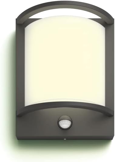Philips myGarden Samondra Zewnętrzna lampa ścienna LED z czujnikiem ruchu, antracytowa, do ogrodu, na patio i na zewnątrz. 2700 K